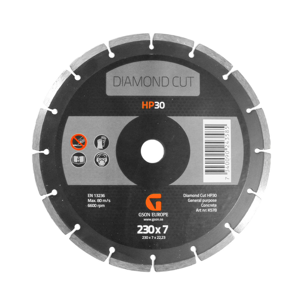 Diamond Cutting Disc 230x7x2,4x22,23 mm