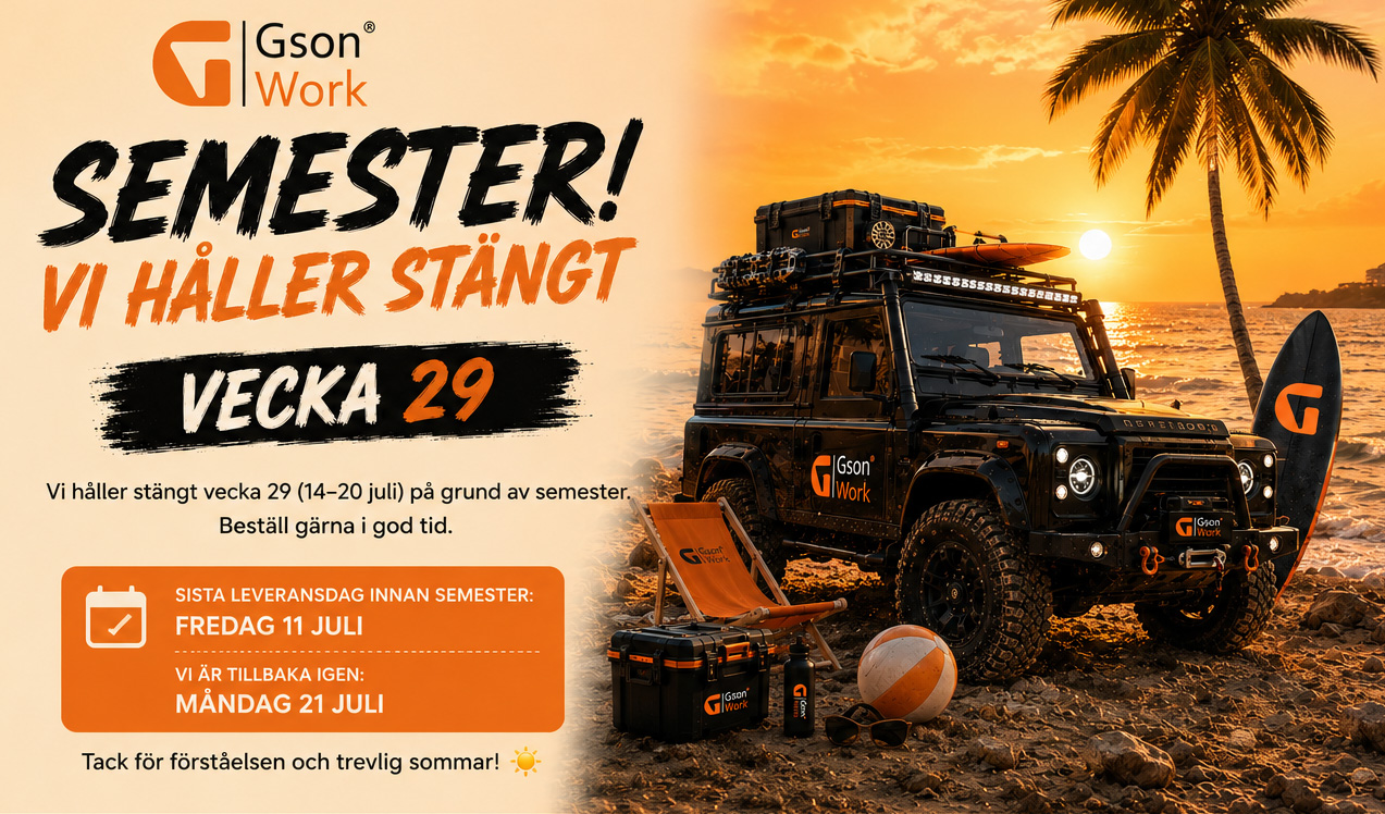 Gson Work - Sommar och semester. Vi håller stängt vecka 29.
